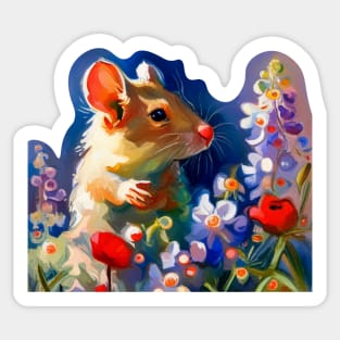 Fancy Mouse with Flowers Sticker